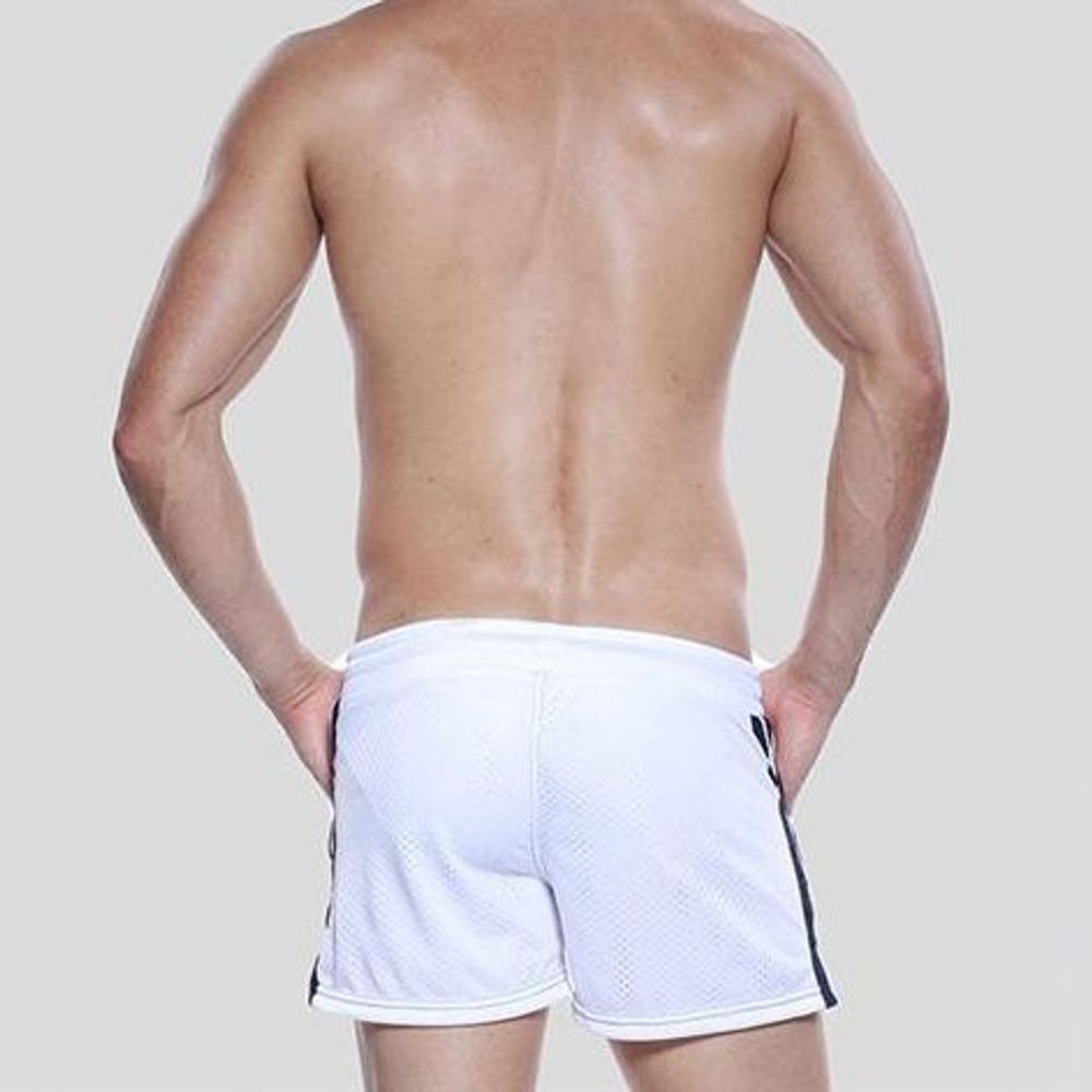 Мужские шорты белые в сетку Seobean Red Sport Shorts White 40506