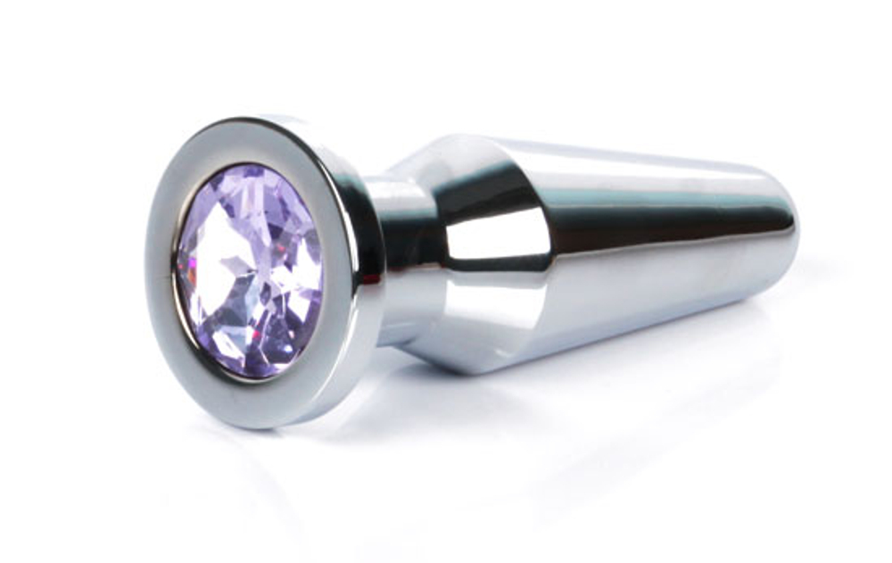 Серебристая втулка с светло-фиолетовым кристаллом - 10,2 см. (Цвет: серебро)