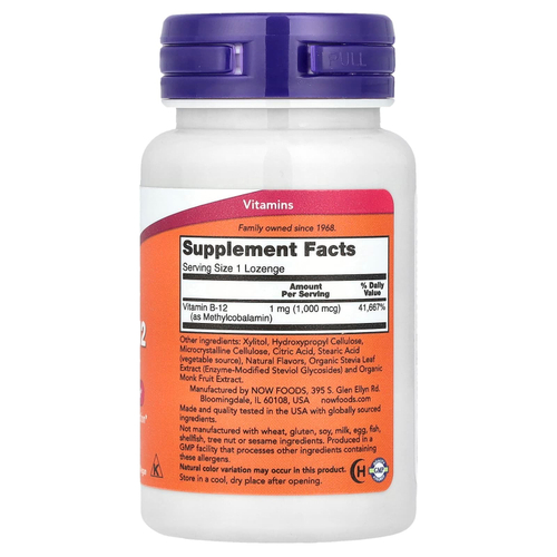 NOW Foods, Methyl B-12, метилкобаламин, 1000 мкг, 100 таблеток для рассасывания