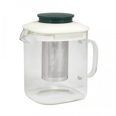 Чайник заварочный стеклянный (жаропрочное стекло) 900 мл с металлическим ситечком, пластиковой крышкой и ручкой