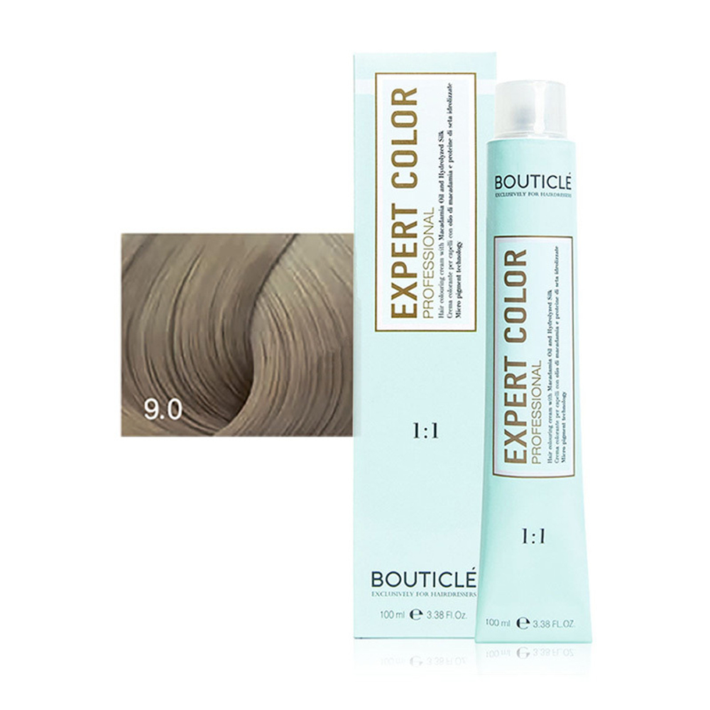 Профессиональный перманентный крем-краситель для волос Bouticle Expert Color Hair Color Cream цвет 9.0 блондин, 100 мл.