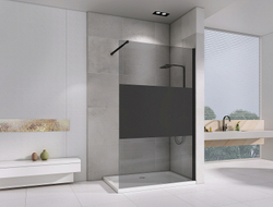 Душевая перегородка Abber Immer Offen 120 AG69120BT профиль Черный стекло прозрачное с тонированной полосой