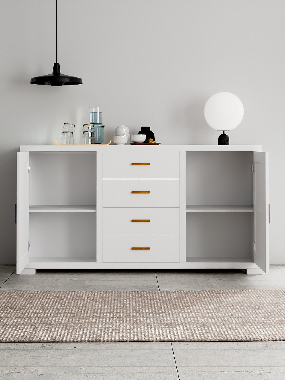 Комод 168х43х89, Мэдисон, с ящиками для одежды, регулируемые полки, в спальню, прихожую, детскую, из МДФ, белый, Dipriz