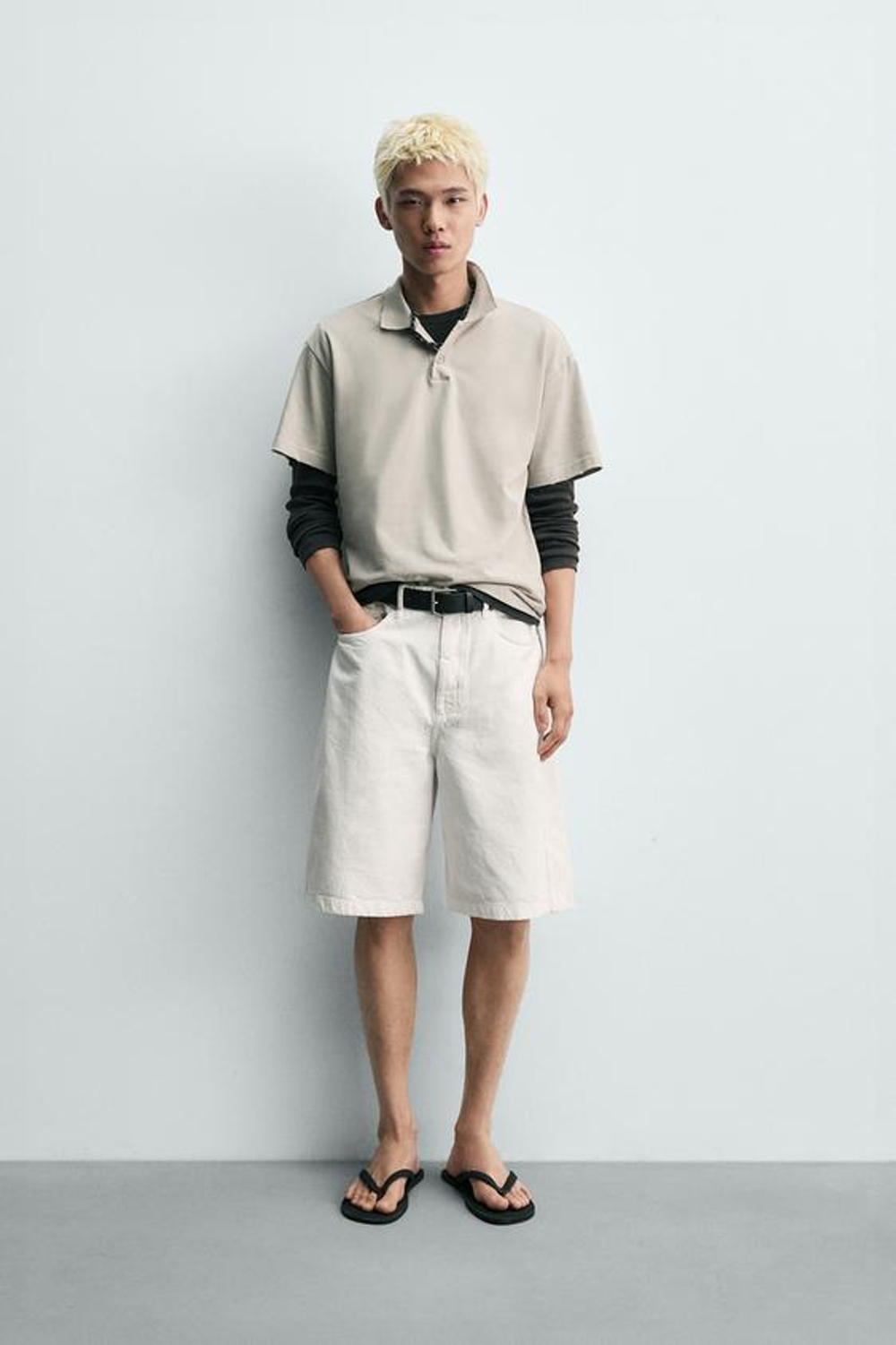 ZARA ШОРТЫ BAGGY FIT, БЕЛЫЙ