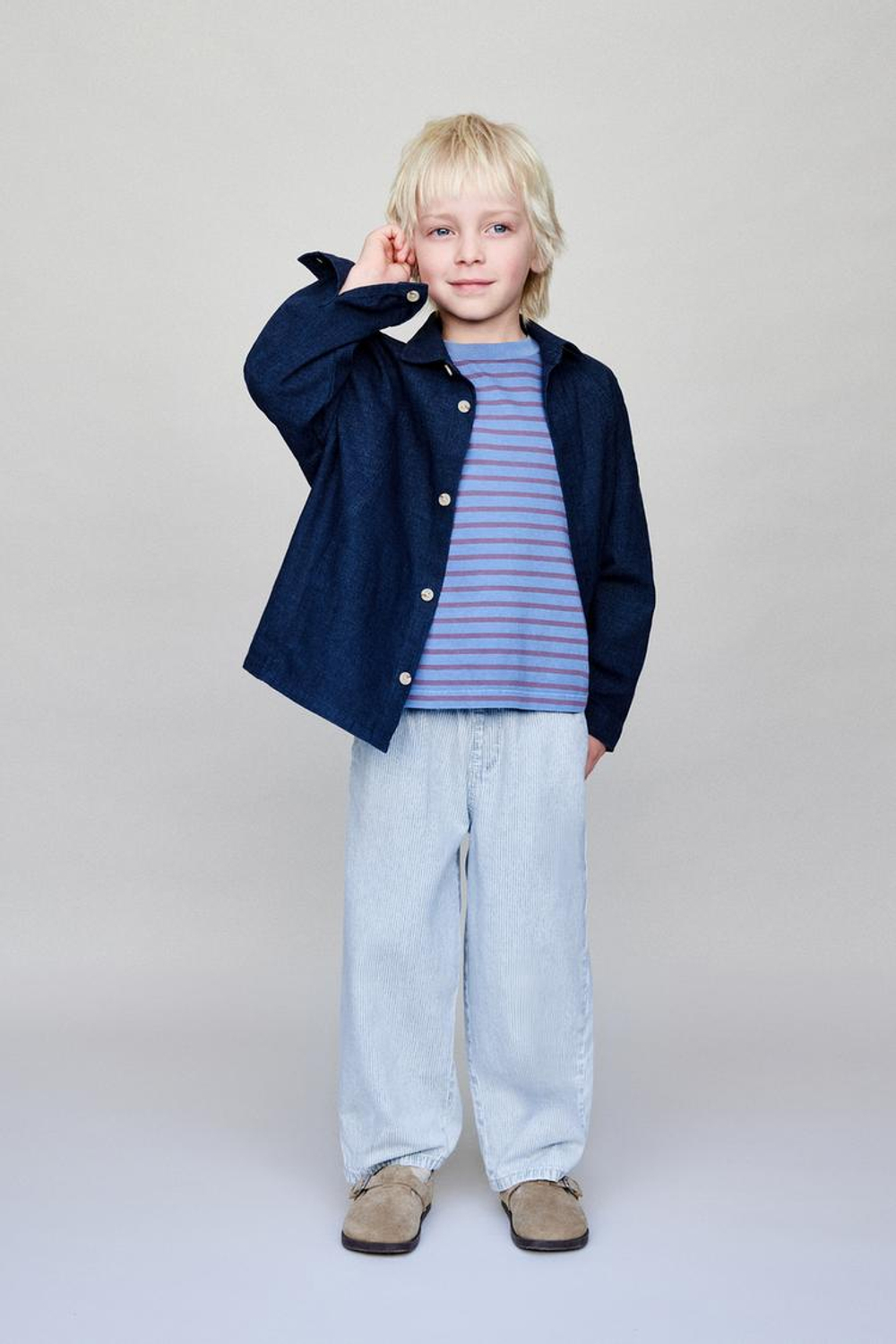 ZARA БРЮКИ-ДЖОГГЕРЫ В ПОЛОСКУ, СИНИЙ/БЕЛЫЙ