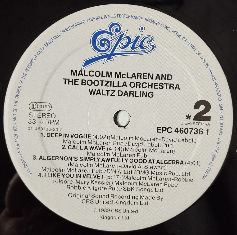 Винтажная виниловая пластинка LP Malcolm McLaren And The Bootzilla Orchestra Waltz Darling (Holland 1989)