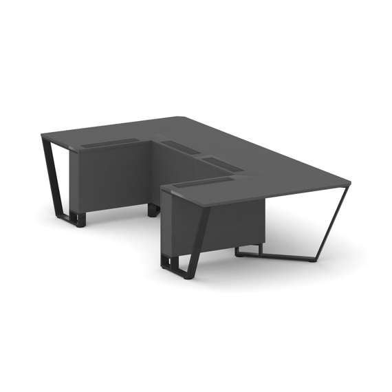 Steel Meet Стол переговорный П-образный KD-PR.B.SP-07P Антрацит/Металл Черный 1600*3200*750