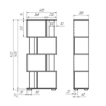 Стеллаж напольный Дален 4 полки 60х30х142 см, серый