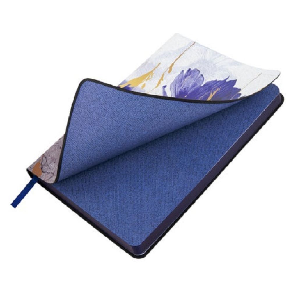 Ежедневник недатированный Brauberg Vista Blue flowers А5, 136л, кожзам