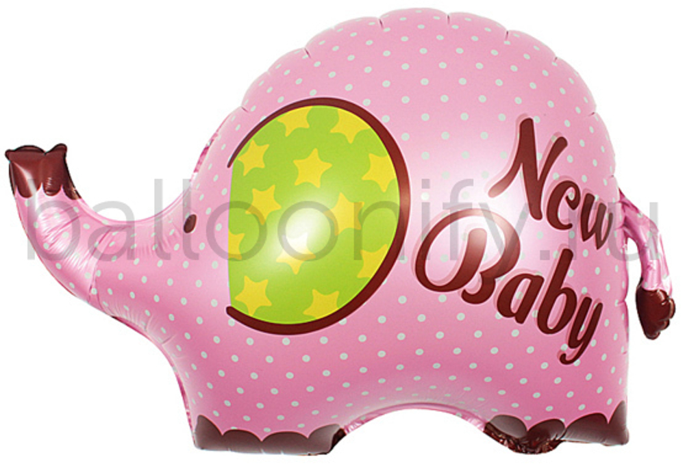 Шар (32''/81 см) Фигура, Слоник: С Рождением Девочки, 1 шт.