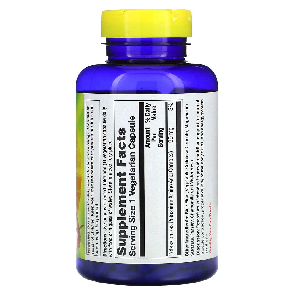 Nature's Life, Калий, 99 мг, 250 вегетарианских капсул