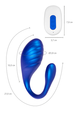 Виброяйцо L'Eroina APP CHOPPY с управлением от приложения и пульта силикон, синий, 21 см