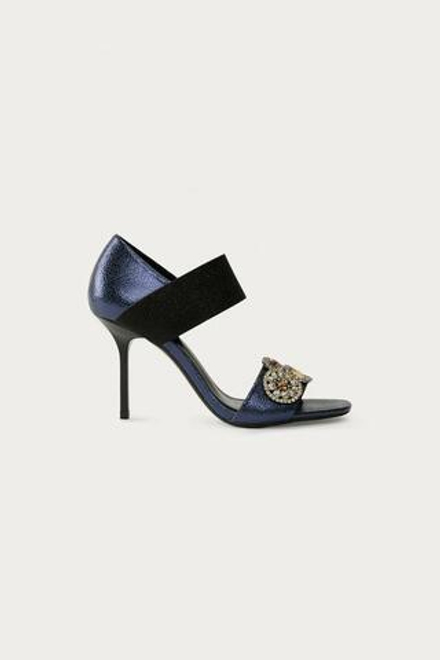 ZARA X MARISA BERENSON БОСОНОЖКИ НА КАБЛУКЕ ИЗ МЕТАЛЛИЗИРОВАННОЙ КОЖИ, СИНИЙ