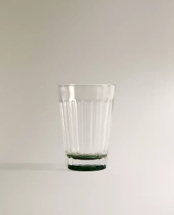 ZARA HOME СТАКАН ИЗ СТЕКЛА С РЕЛЬЕФНЫМ УЗОРОМ, ЗЕЛЕНЫЙ