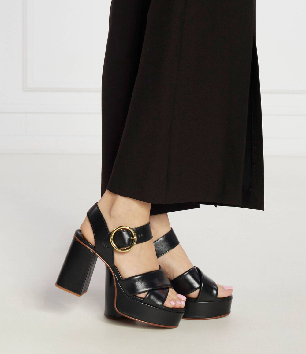 Кожаные босоножки на каблуке See By Chlo\u00e9 - черный(SB36033A 13080)