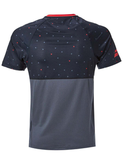 Футболка для мальчика теннисная Babolat Compete Crew Neck Tee - black/ poppy red
