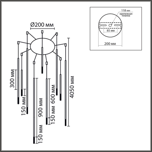 Подвесная светодиодная Lumion STICK 8400/27L LN LED 9*3W 3000K 220V LEDIO