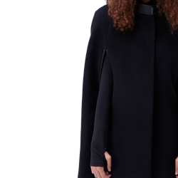 Кейп укороченный из кашемира с кожаными вставками