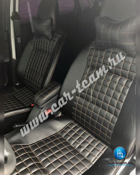 Обивки сидений из экокожи "Квадратик 4см" на ВАЗ 2107