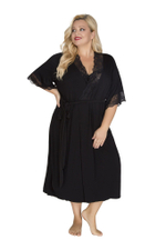 Пеньюар из вискозы с короткими рукавами (Размер: XXXL) (Цвет: черный)