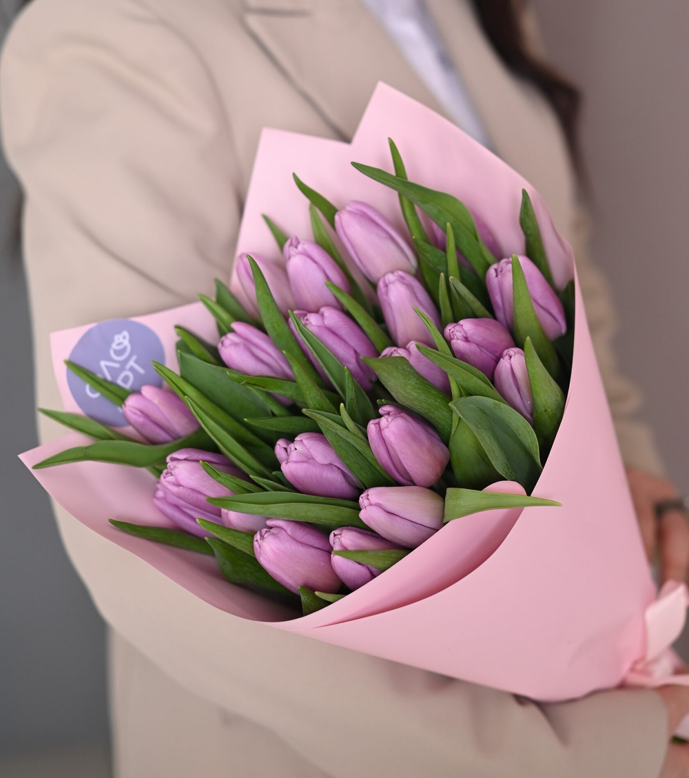 21 сиреневый тюльпан – фото товара из салона цветов FloArt, доставка по Южно-Сахалинску