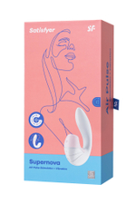 Вибратор Satisfyer Supernova, с вакуум-волновым стимулятором, силикон, белый, 16,9 см