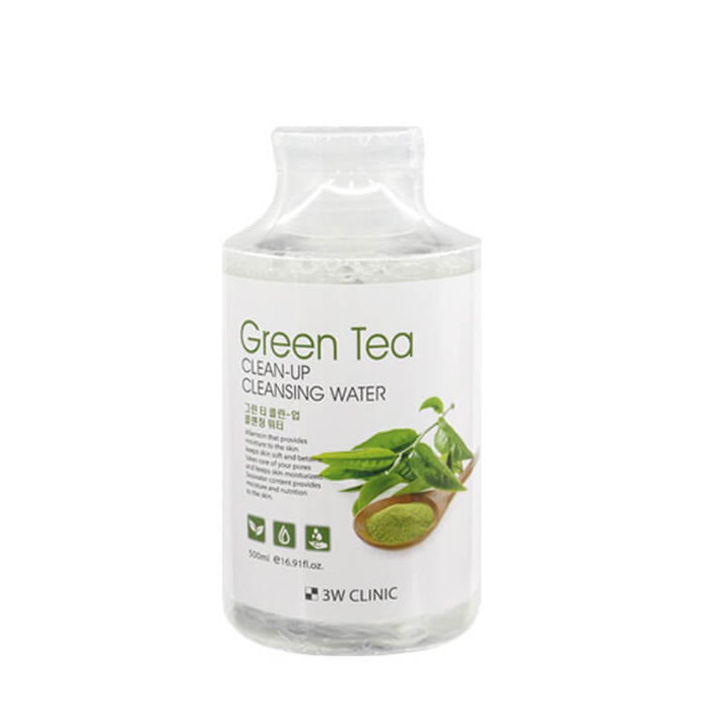 3W Clinic. Средство для очищения и снятия макияжа с экстрактом зеленого чая Green Tea Clean-Up Cleansing Water