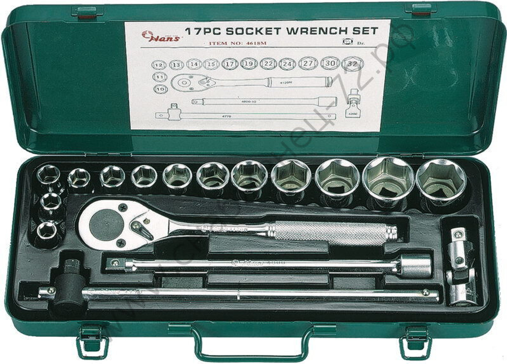 Набор 6-гранных торцевых головок Hans, 4618M