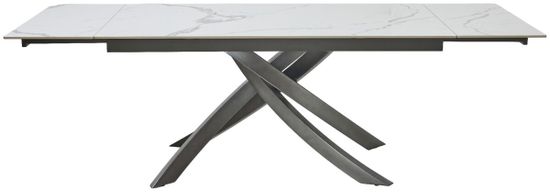 Стол ESTEBIO 160 GLOSS STATUARIO WHITE SOLID CERAMIC / Серый металлик