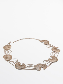 Massimo Dutti Ремень с декоративными деталями, серебряный