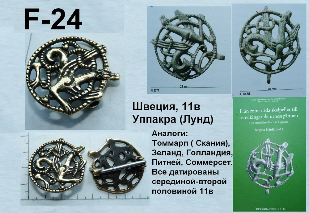 Фибула. Уппакра, Швеция 11 в. (круглая)