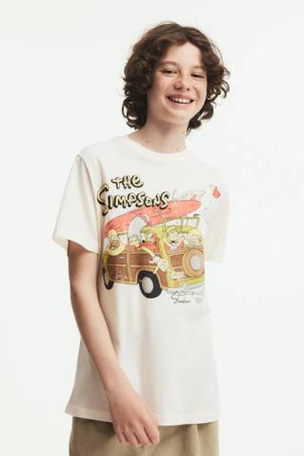 H&M Футболка из хлопка с принтом, белый