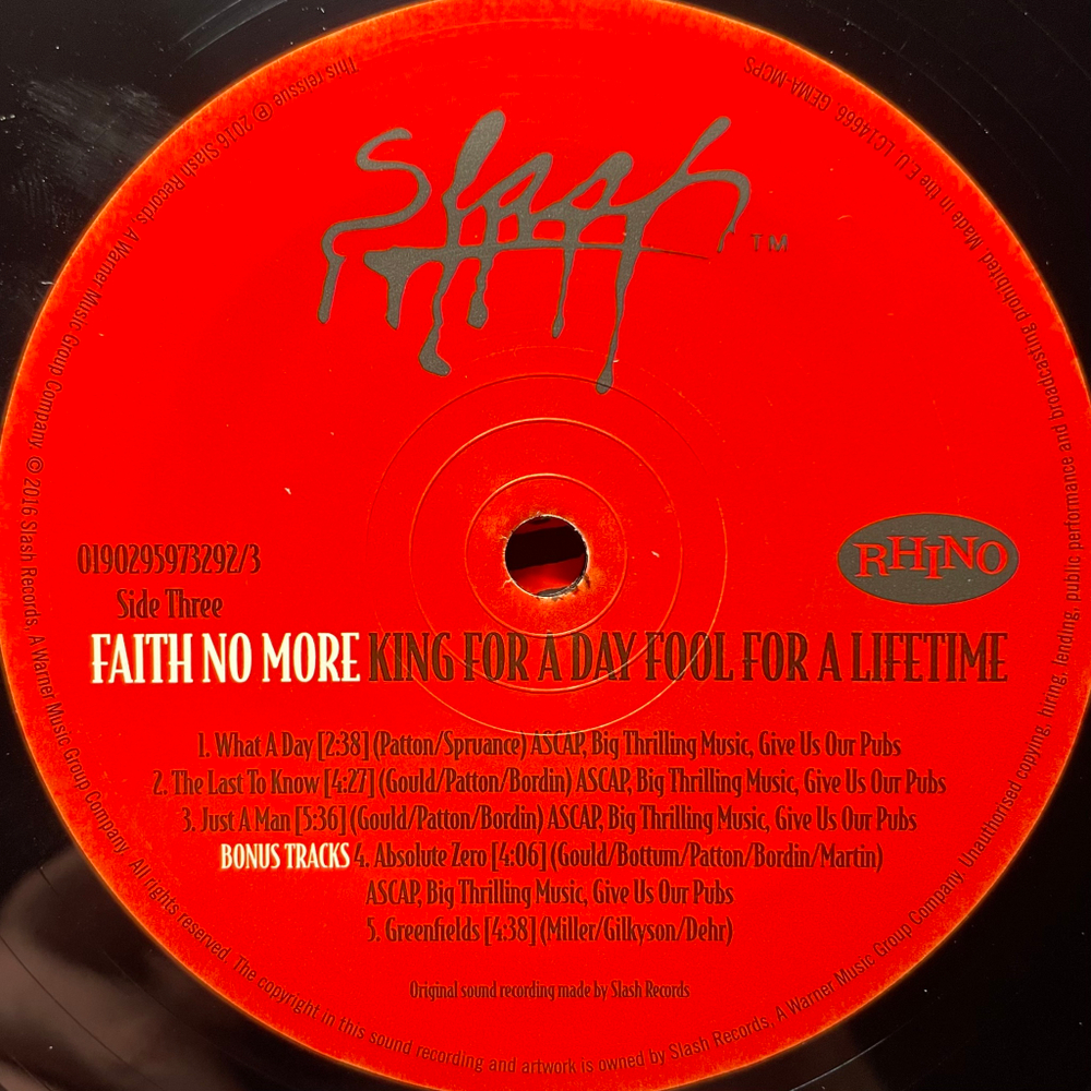 Faith No More ‎– King For A Day Fool For A Lifetime 2LP (Европа 2019г.)