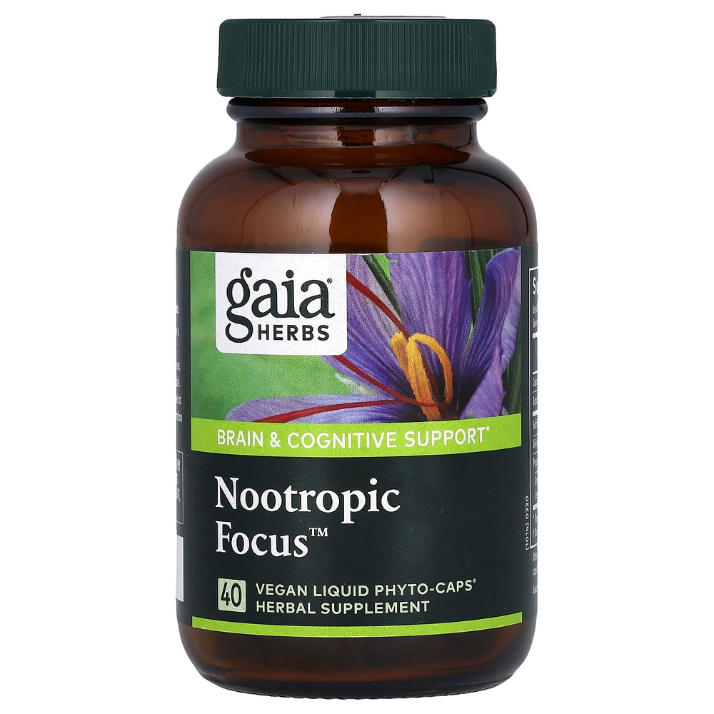 Gaia Herbs, Nootropic Focus, 40 веганских жидких фитокапсул