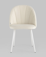 Стул Логан SN велюр молочный белые ножки