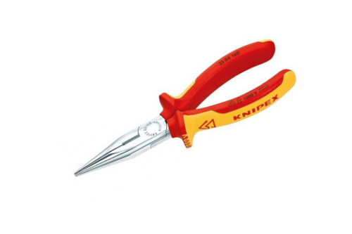 Длинногубцы с реж. кромк. радиомонтаж. VDE, полукругл. прям. губки, рез: провол. ср. d 2.5 мм, твёрд