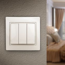 1-106-02 Intro Выключатель тройной, 10А-250В, IP20, СУ, Plano, сл.кость | Intro Plano