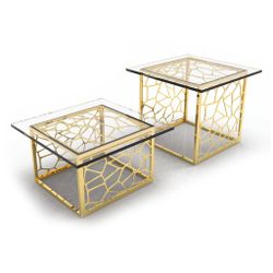 Подставка фуршетная стойка 35*35 см h20,2 см + блюдо 45*45 см акрил Gold P.L.