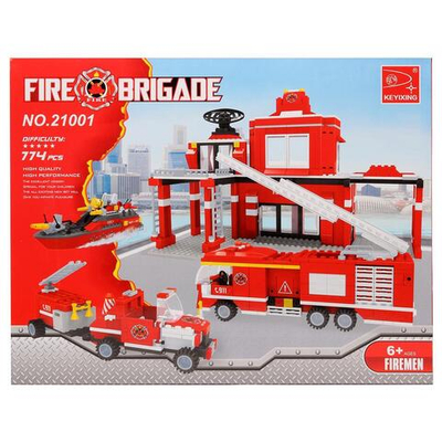 Конструктор блочный Аусини Пожарная бригада 774дет., коробка 21001