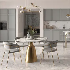 Стул Drixen серый велюр с золотыми ножками