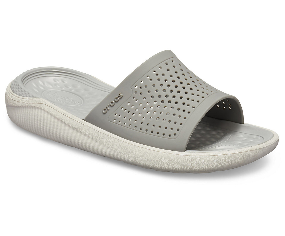 Шлепанцы CROCS LiteRide Slide Smoke/Pearl White