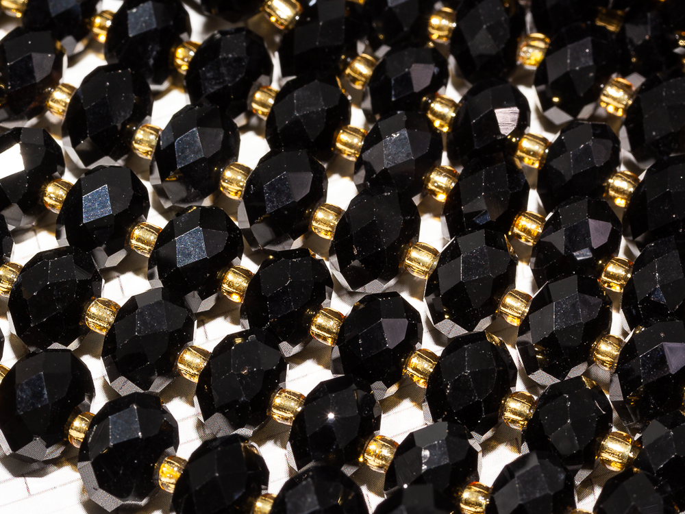 Бусины из черного агата 10х7мм, рондель (10 шт)