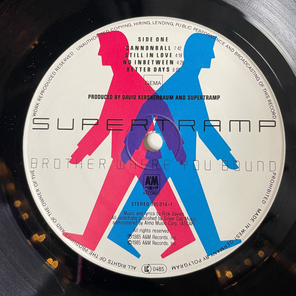 Винтажная виниловая пластинка LP Supertramp Brother Where You Bound (Germany 1985)