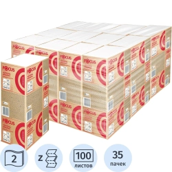 Полотенца бумажные д/дисп. FOCUS Economic Premium Zсл 2слбелцел100л35пач/уп