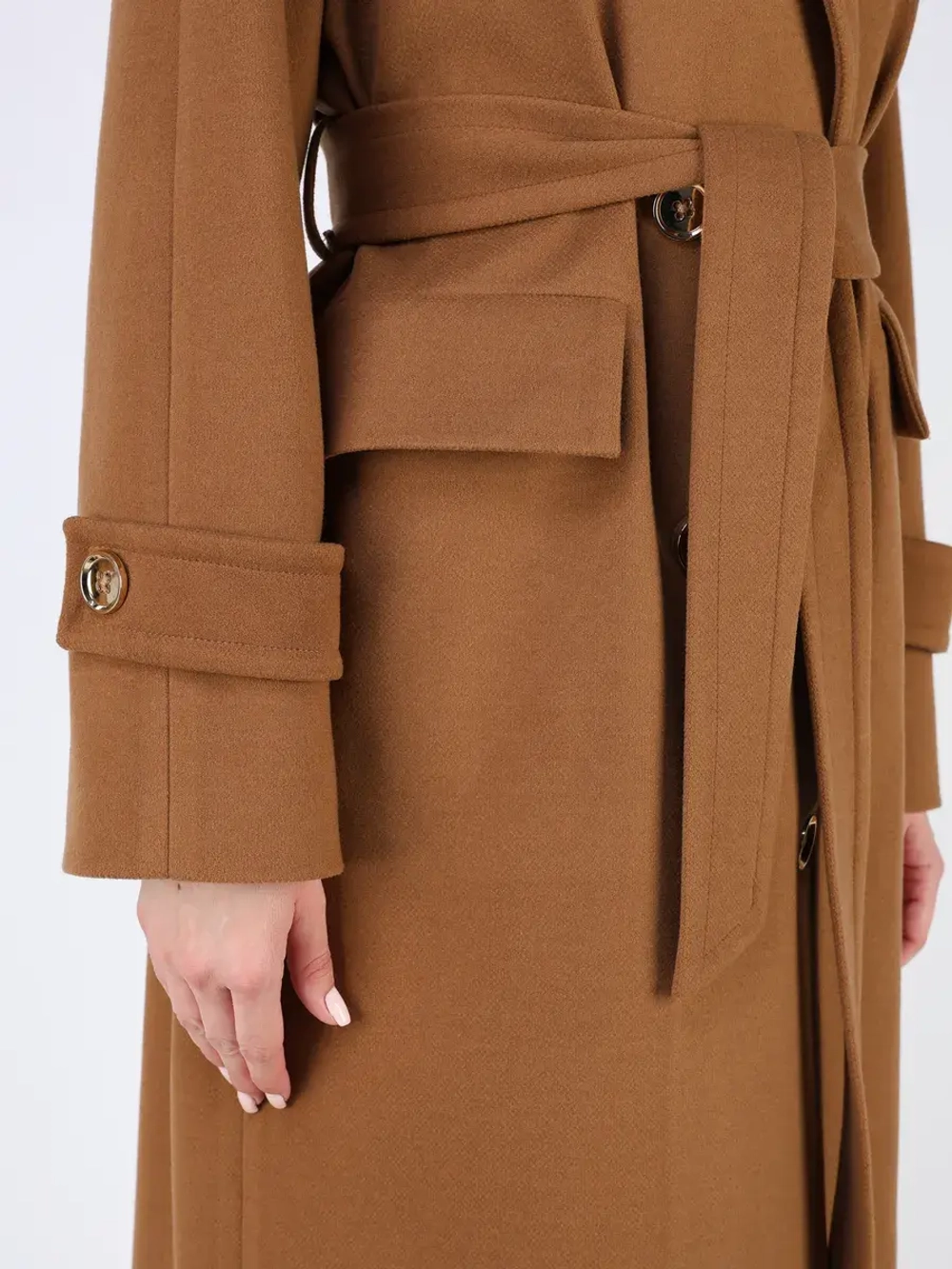 Пальто демисезонное длинное с поясом