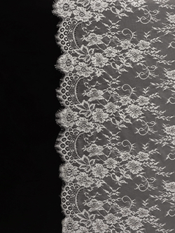 Кружево шантильи теплое белое широкое неэластичное ширина 1,5 м купон 2.9 м