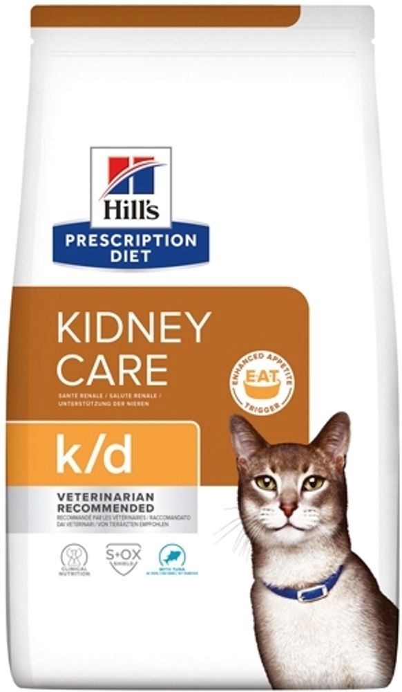 Сухой диетический корм Hill&#39;s Prescription Diet k/d Kidney Care для кошек лечение заболеваний почек с тунцом 1,5 кг