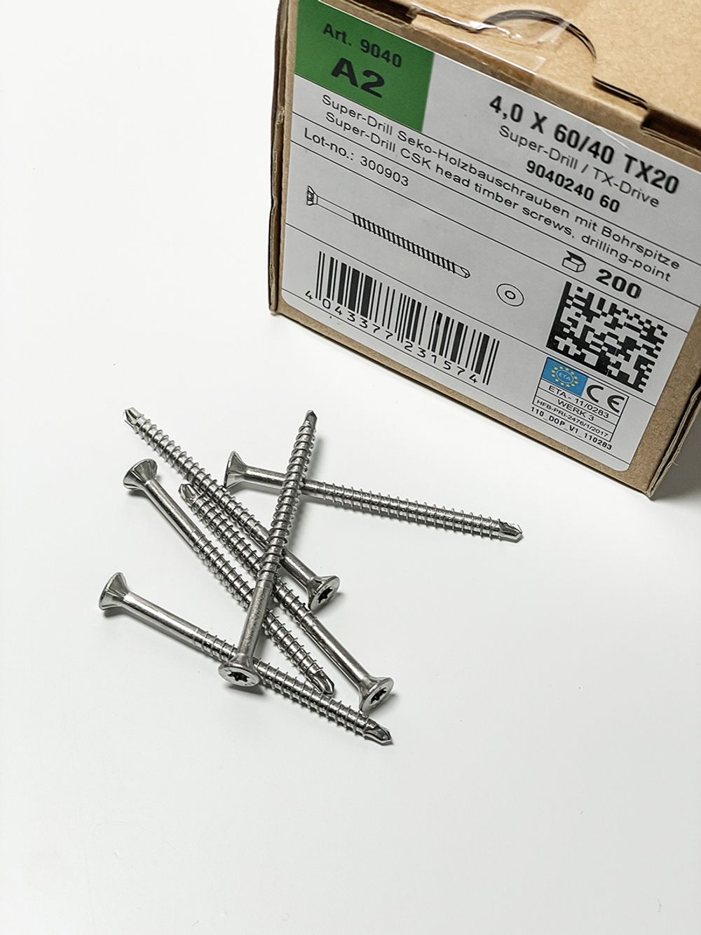 Cаморезы по дереву Super-drill a2 4,0x60/40 TX20 200 шт/упаковка