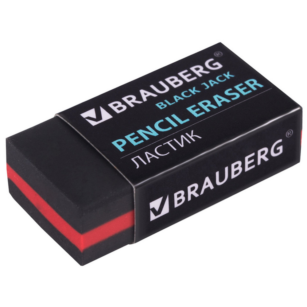 Ластик 40х20х11мм, черный, прямоугольный "BlackJack" (BRAUBERG)