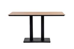 "Каффе" обеденный стол из HPL 140х70см, цвет "дуб", подстолье двойное черное